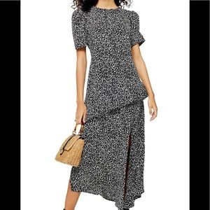 TOPSHOP RUFFLED ANIMAL PRINT MAXI DRESS